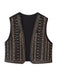 Schwarz 1960er Vintage Bestickte Weste Jacke
