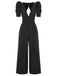 1930er Solides Tiefem V-Ausschnitt Puffärmeln Jumpsuit