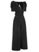 1930er Solides Tiefem V-Ausschnitt Puffärmeln Jumpsuit