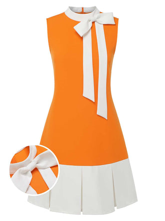 [Vorverkauf] Orange 1960er Crew-Schleifenknoten Ärmelloses Kleid