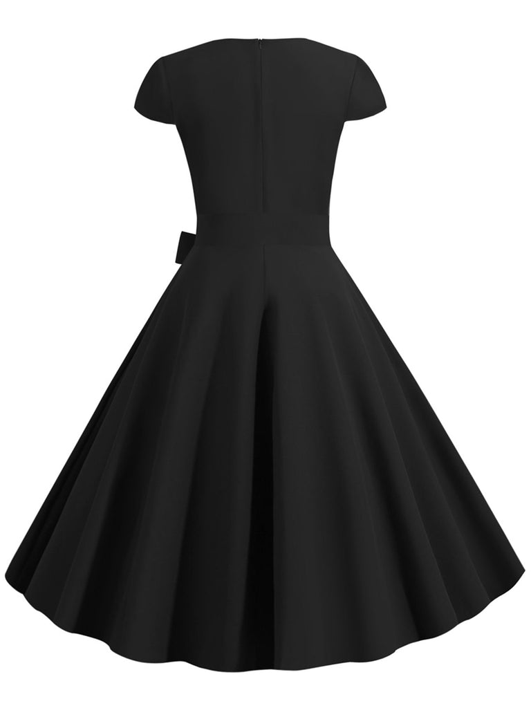 1950er Retro Solide Gürtel Swing Kleid