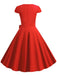 1950er Retro Solide Gürtel Swing Kleid