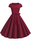 1950er Retro Solide Gürtel Swing Kleid