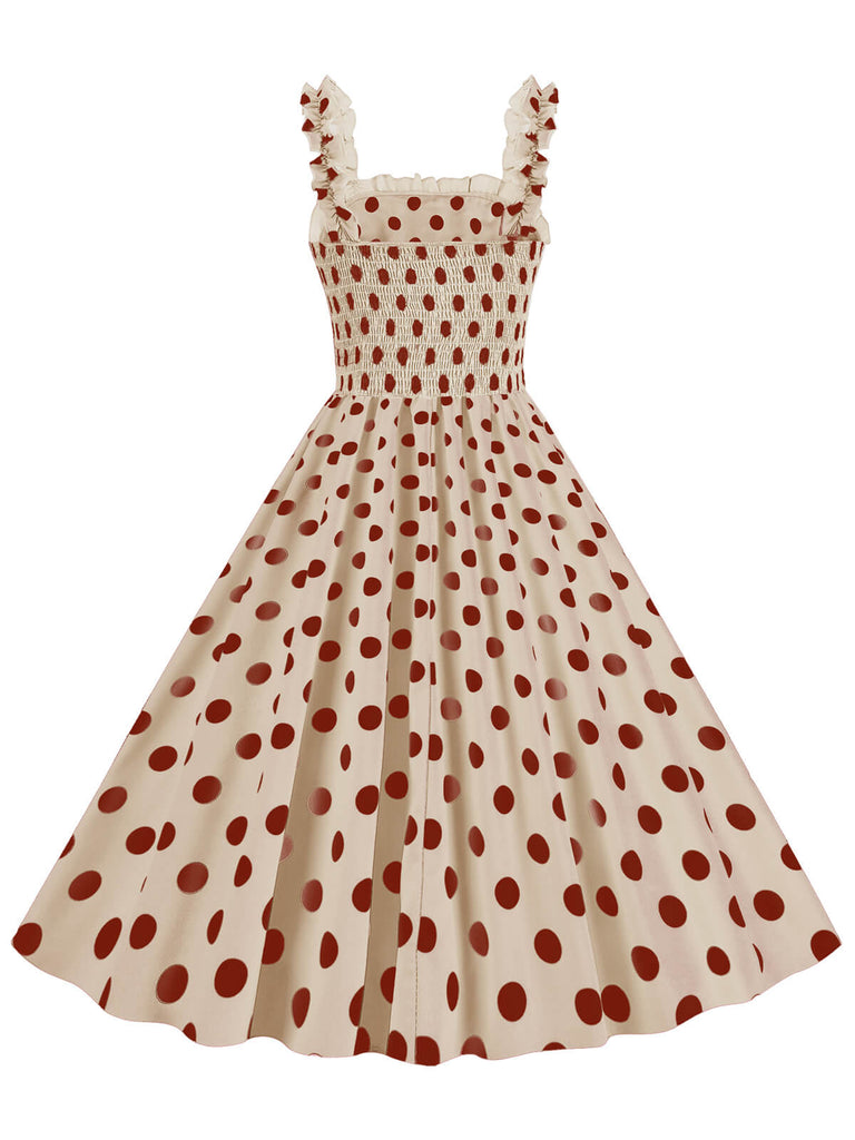 1950er Polka Dot Smoking Trägerkleid