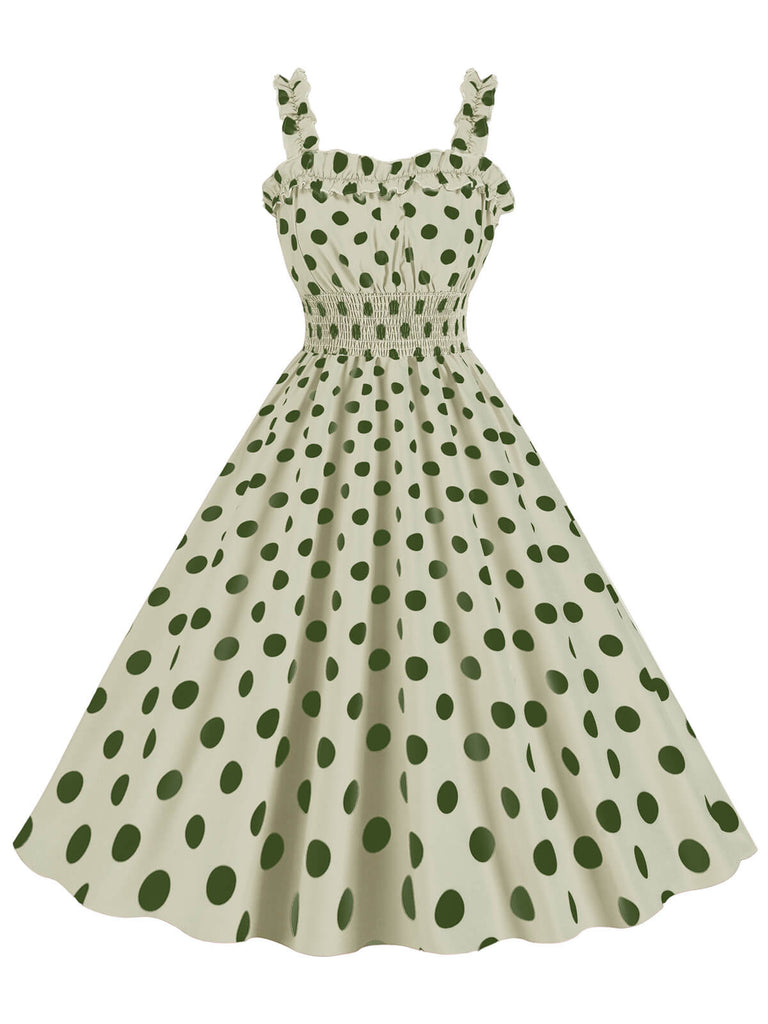 1950er Polka Dot Smoking Trägerkleid
