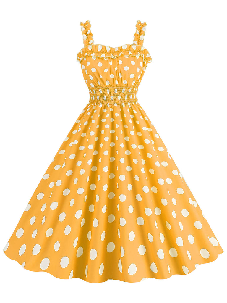 1950er Polka Dot Smoking Trägerkleid