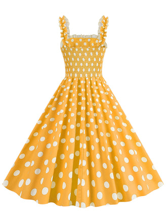 1950er Polka Dot Smoking Trägerkleid