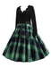 1950er V-Ausschnitt Langärmeliges Plaid Swing Kleid