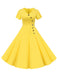 1950er V-Ausschnitt Einreihiges Festes Kleid