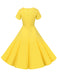 1950er V-Ausschnitt Einreihiges Festes Kleid