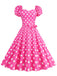 1950er Puffärmel Schnürung Swing Kleid