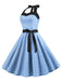 1950er Polka Dot Fliege Halter Swing Kleid