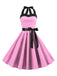 1950er Polka Dot Fliege Halter Swing Kleid
