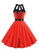 1950er Polka Dot Fliege Halter Swing Kleid