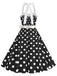 1950er Polka Dot Haltergürtel Swing Kleid
