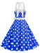 1950er Polka Dot Haltergürtel Swing Kleid