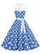 1950er Polka Dot Haltergürtel Swing Kleid