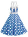 1950er Polka Dot Haltergürtel Swing Kleid