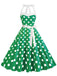 1950er Polka Dot Haltergürtel Swing Kleid