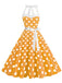 1950er Polka Dot Haltergürtel Swing Kleid