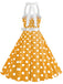 1950er Polka Dot Haltergürtel Swing Kleid
