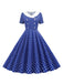1950er Polka Dot Patchwork Revers Kleid