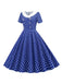 1950er Polka Dot Patchwork Revers Kleid