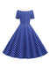 1950er Polka Dot Patchwork Revers Kleid
