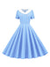 1950er Polka Dot Patchwork Revers Kleid