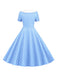 1950er Polka Dot Patchwork Revers Kleid