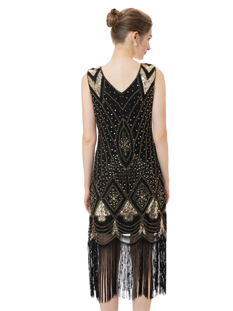 1920er Pailletten Quasten Charleston Kleid