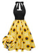 [Vorverkauf] Gelb 1950er Sonnenblume Kariert Halter Kleid