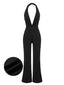 Schwarz 1930er Halter V-Ausschnitt Tiefem Jumpsuit