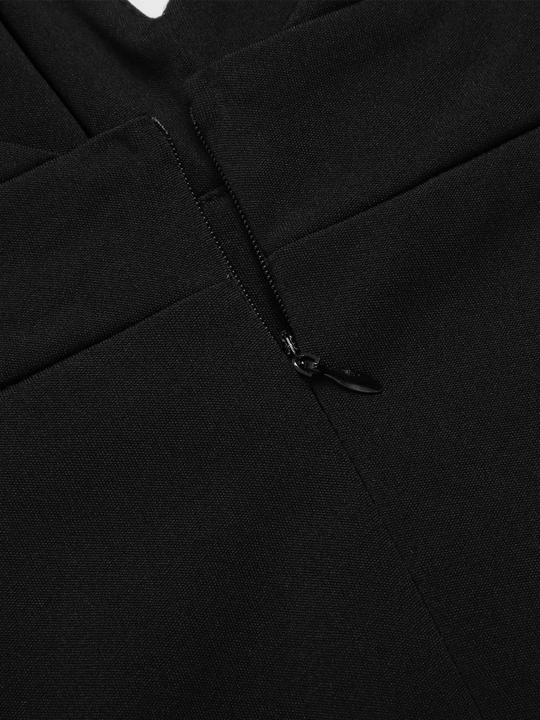 Schwarz 1930er Halter V-Ausschnitt Tiefem Jumpsuit