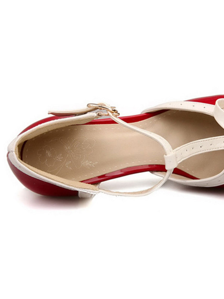 Schwarz Retro Bogen Dekor Hoher Absatz Schuhe