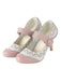 Rosa VINTAGE BLUMEN PATCHWORK HOHE ABSATZ SANDALEN