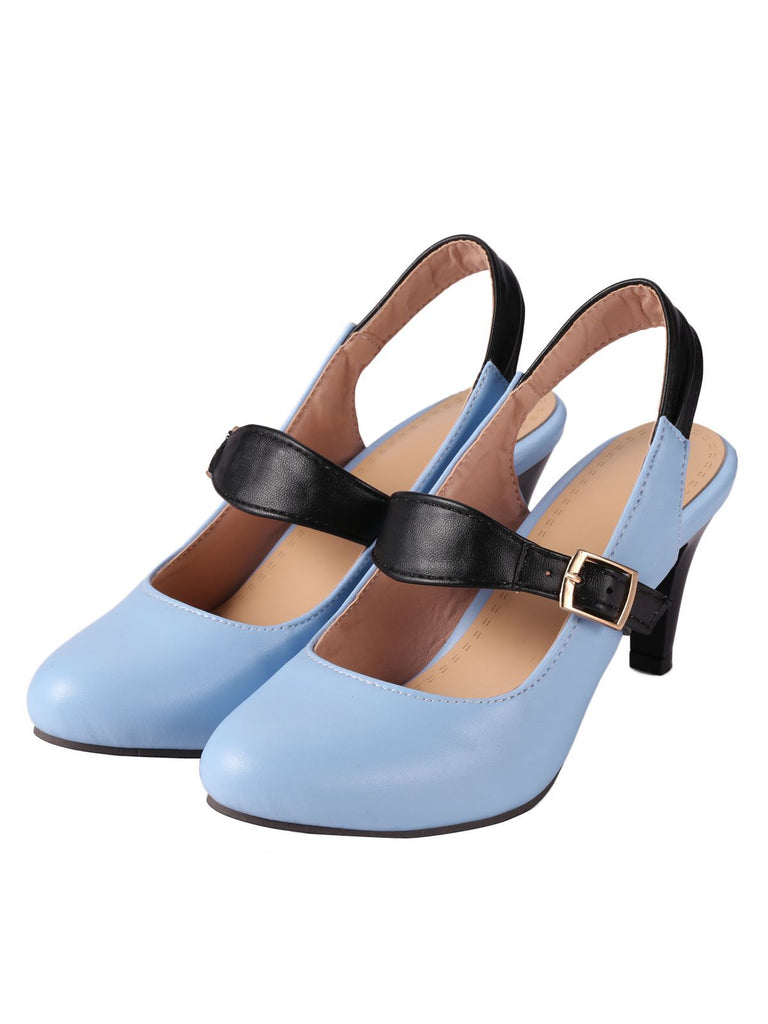BLAU VINTAGE HOHE ABSATZ SCHUHE