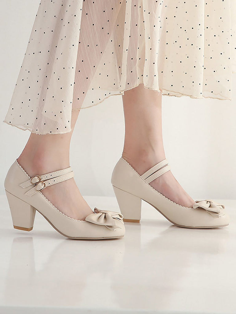 VINTAGE BOW HOHE ABSATZ SCHUHE