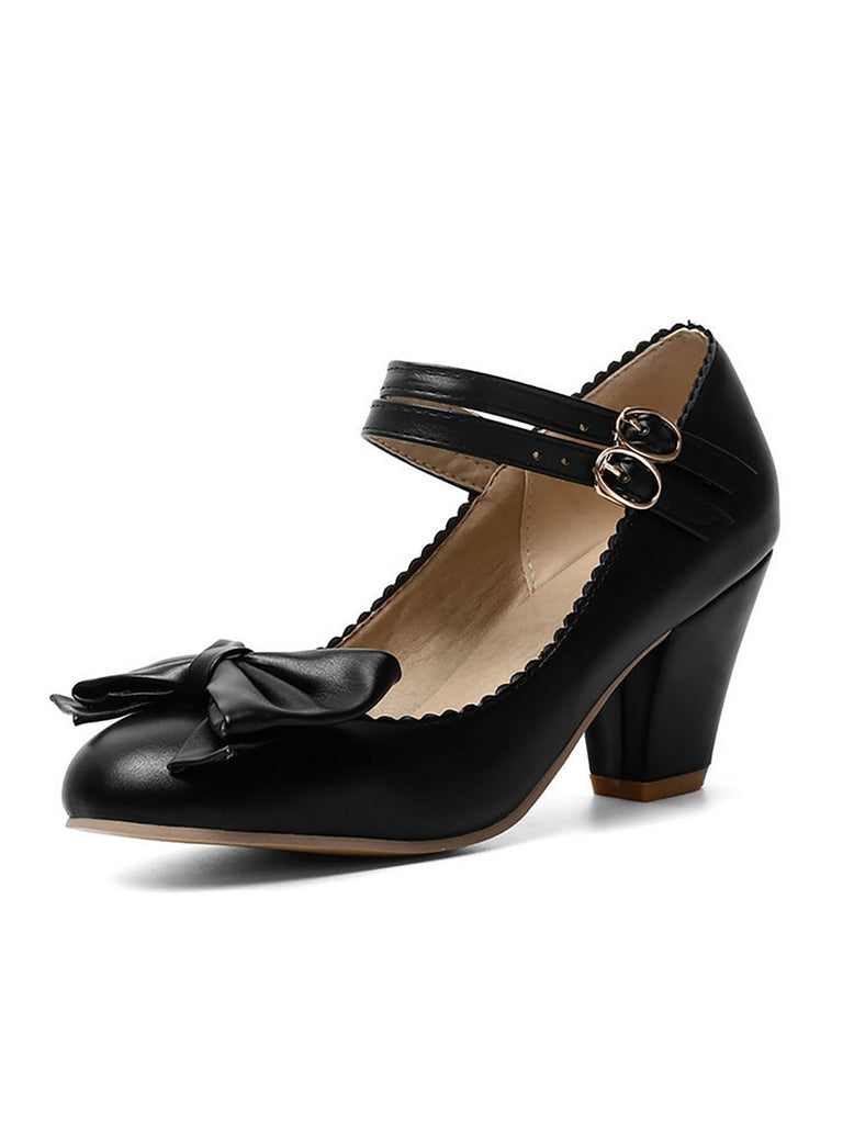 VINTAGE BOW HOHE ABSATZ SCHUHE