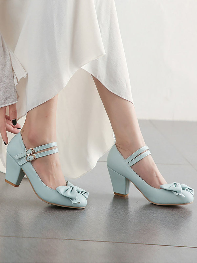VINTAGE BOW HOHE ABSATZ SCHUHE