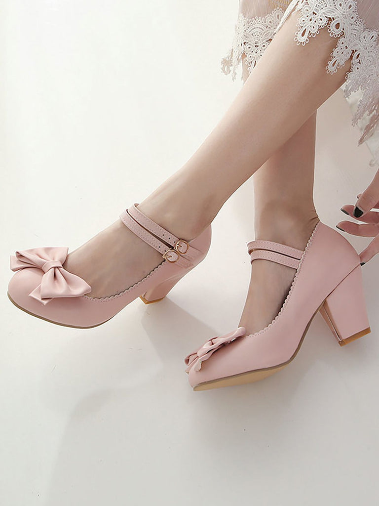 VINTAGE BOW HOHE ABSATZ SCHUHE