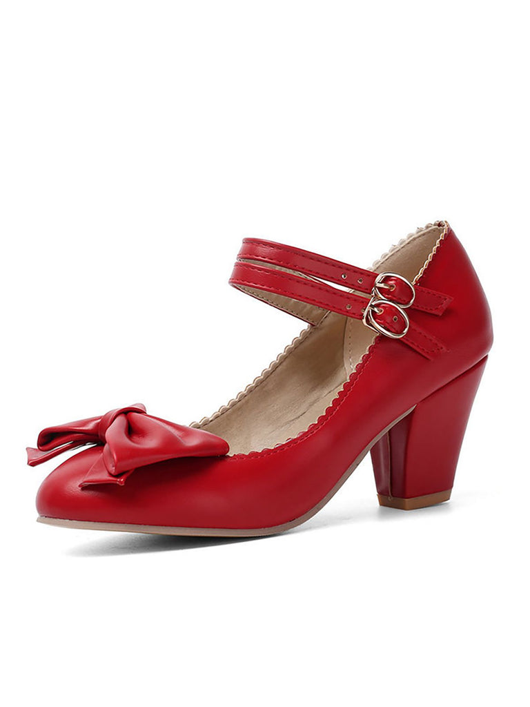 VINTAGE BOW HOHE ABSATZ SCHUHE