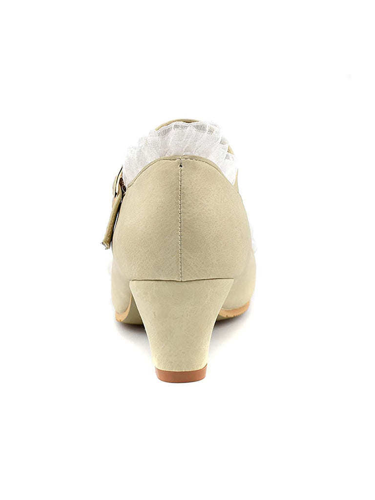 VINTAGE SPITZE BOW HOHE ABSATZ SCHUHE