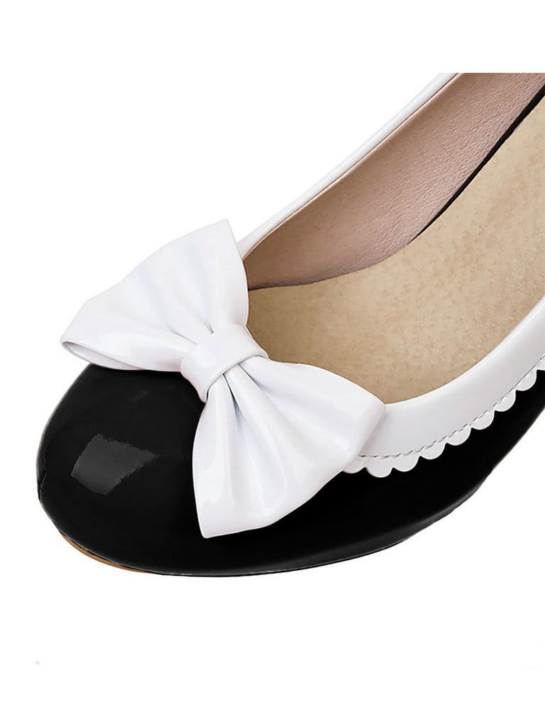 VINTAGE PATCHWORK BOW HOHE ABSATZ SCHUHE