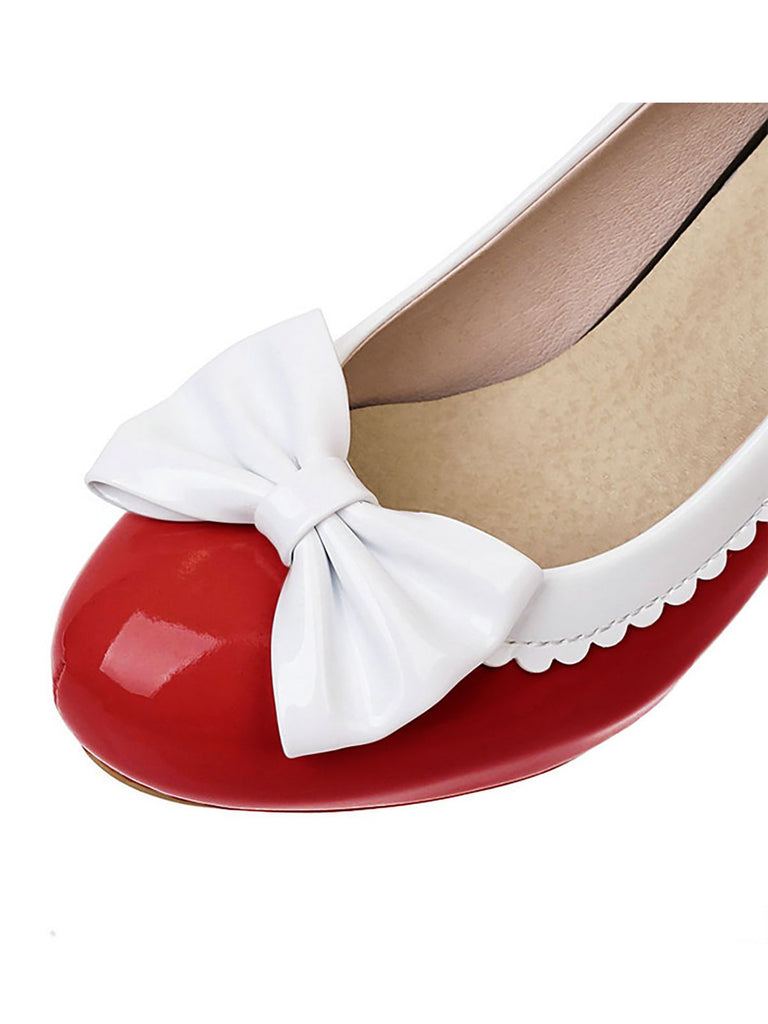 VINTAGE PATCHWORK BOW HOHE ABSATZ SCHUHE