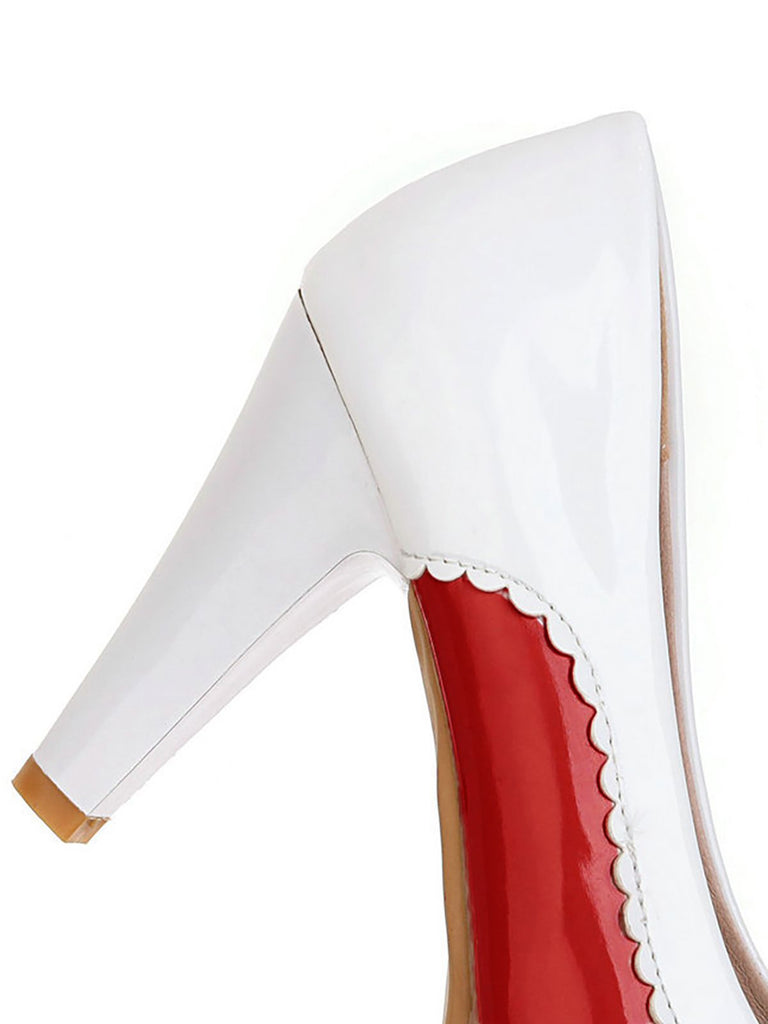VINTAGE PATCHWORK BOW HOHE ABSATZ SCHUHE