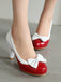 VINTAGE PATCHWORK BOW HOHE ABSATZ SCHUHE