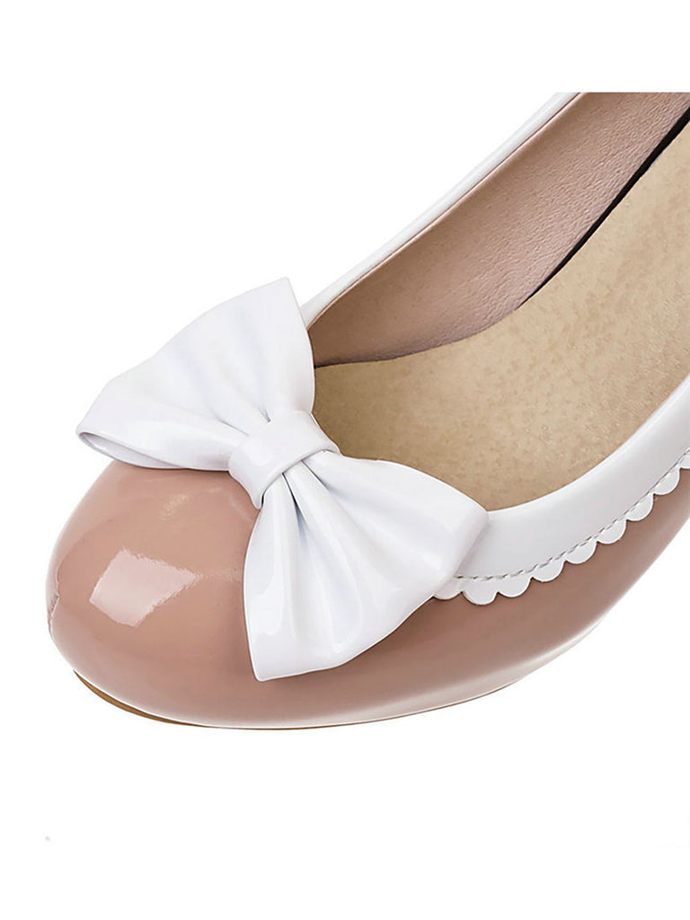 VINTAGE PATCHWORK BOW HOHE ABSATZ SCHUHE