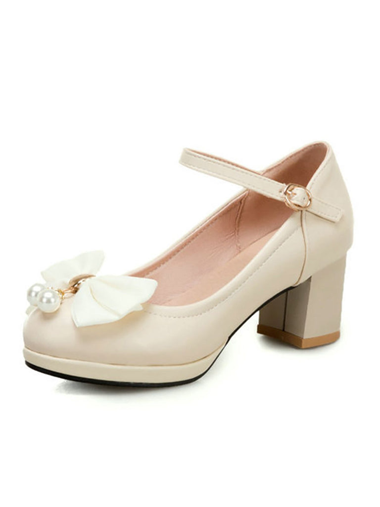 VINTAGE BOW PERLEN HOHE ABSATZ SCHUHE