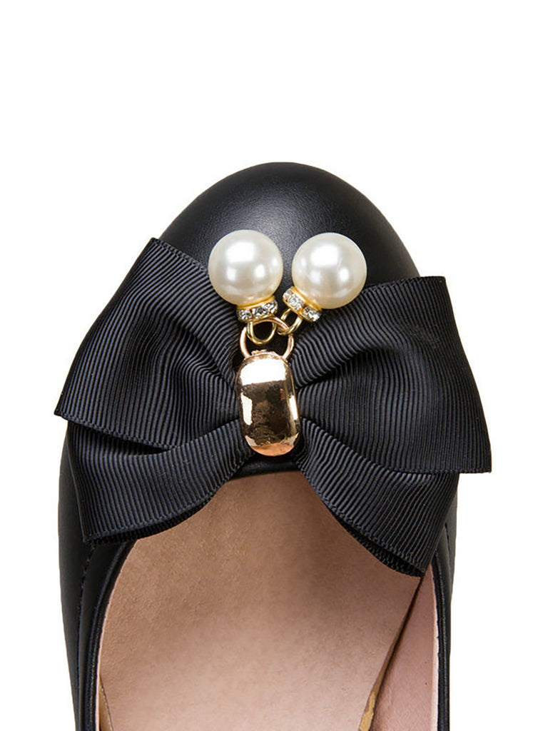 VINTAGE BOW PERLEN HOHE ABSATZ SCHUHE